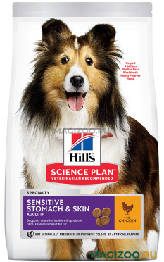 Сухой корм HILL’S SCIENCE PLAN ADULT MEDIUM SENSITIVE STOMACH & SKIN для взрослых собак средних пород при аллергии (12 кг)