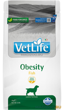 Сухой корм FARMINA VET LIFE CANIN OBESITY FISH для взрослых собак при ожирении с рыбой (2 кг)