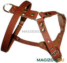 Шлейка для собак № 0 водильная кожаная коньячная 68 - 82 см x 25 мм Аркон (1 шт) 