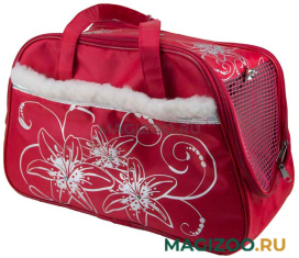 DOGMAN сумка-переноска модельная № 7М, зима, иск. мех, красная, 38 х 18 х 26 см (1 шт)