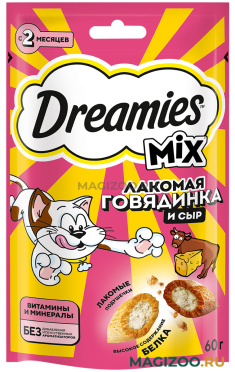 Лакомство DREAMIES MIX для кошек подушечки с говядиной и сыром (60 гр)