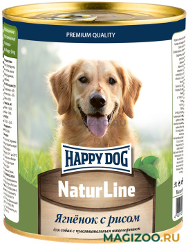 Влажный корм (консервы) HAPPY DOG NATUR LINE для взрослых собак с ягненком и рисом (970 гр)