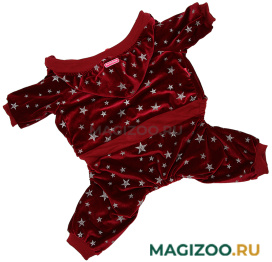 FOR MY DOGS костюм для собак утепленный велюр бордовый FW915-2020 (14)