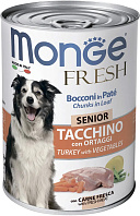 MONGE FRESH SENIOR DOG CHUNKS IN LOAF для пожилых собак мясной рулет с индейкой и овощами  (400 гр)