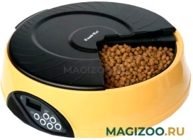 Автоматическая кормушка для кошек и собак на 4 кормления с ЖК-дисплеем Feed-Ex, желтая (1 шт)