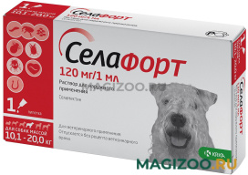 СЕЛАФОРТ капли для собак весом от 10,1 до 20 кг против внутренних и внешних паразитов 120 мг красный колпачок KRKA (1 пипетка)
