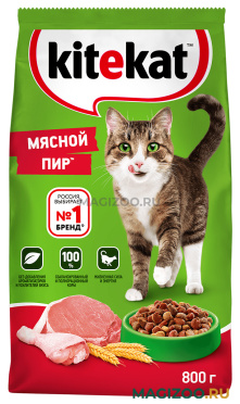 Сухой корм KITEKAT МЯСНОЙ ПИР для взрослых кошек  (0,8 кг)