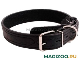 Ошейник для собак кожаный с двойной строчкой, черный, шир. 35 мм, ZooMaster (60 см)
