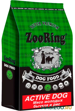 Сухой корм ZOORING ACTIVE DOG для активных взрослых собак средних и крупных пород с мясом молодых бычков и рисом для суставов с хондрозащитными агентами (10 кг)