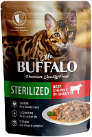 MR.BUFFALO STERILIZED CAT BEEF для взрослых кастрированных котов и стерилизованных кошек с говядиной в соусе пауч (85 гр)
