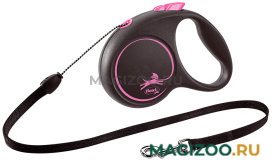 FLEXI BLACK DESIGN CORD тросовый поводок рулетка для животных 5 м размер S розовый (1 шт)