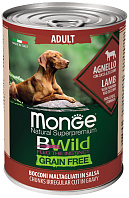 MONGE BWILD ADULT DOG GRAINFREE беззерновые для взрослых собак с ягненком, тыквой и кабачками (400 гр)