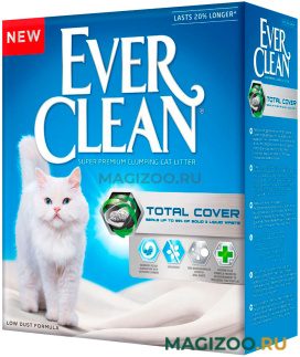 EVER CLEAN TOTAL COVER наполнитель комкующийся для туалета кошек с микрогранулами двойного действия (6 л) 