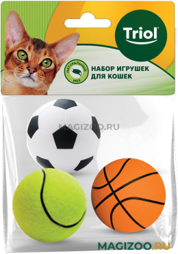 Игрушка для кошек Triol Активная игра мяч спортивный 4 см уп. 3 шт NEW (1 шт)