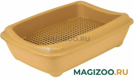 Туалет для кошек ZooM с рамкой и сеткой глубокий бежевый 43 х 30 х 12 см (1 шт)