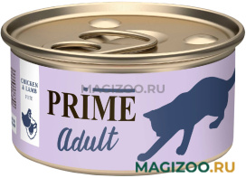 Влажный корм (консервы) PRIME MEAT ADULT CAT для взрослых кошек паштет с курицей и ягненком (75 гр)
