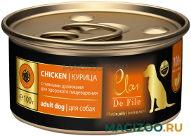 Влажный корм (консервы) CLAN DE FILE монобелковые для взрослых собак с курицей и пивными дрожжами (100 гр)
