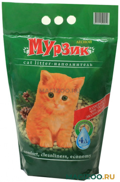 Мурзик Лесной наполнитель древесный для туалета кошек (4 л)