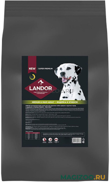 Сухой корм LANDOR MEDIUM & MAXI ADULT для взрослых собак средних и крупных пород с индейкой и ягненком (15 кг)