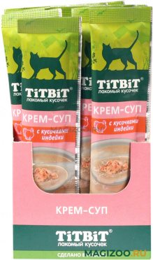 Лакомство TIT BIT для кошек крем-суп с кусочками индейки 16 шт в 1 уп 160 гр (1 уп)
