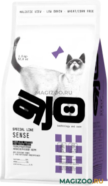 Сухой корм AJO CAT SPECIAL LINE SENSE низкозерновой для взрослых для кошек с чувствительным пищеварением с олениной (1,5 кг)