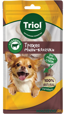 Лакомство TRIOL для собак маленьких пород мини колечки трахея говяжья 35 гр (1 шт)