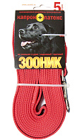 Поводок для собак 20 мм Зооник капроновый с латексной нитью красный 5 м  (1 шт)