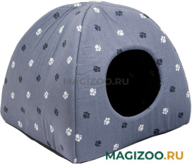 Домик для собак и кошек Дарэленд Юрта с подушкой серый хлопок 38 х 38 х 35 см (1 шт)