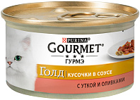 GOURMET GOLD для взрослых кошек с уткой и оливками в соусе (85 гр)