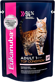 EUKANUBA CAT ADULT SALMON для взрослых кошек с лососем в соусе пауч (85 гр)