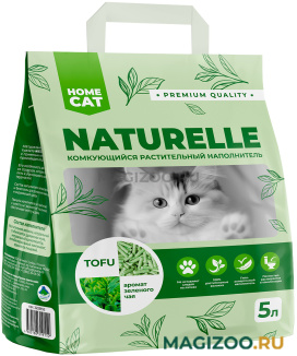 HOMECAT NATURELLE TOFU наполнитель комкующийся растительный для туалета кошек с ароматом зеленого чая (5 л)