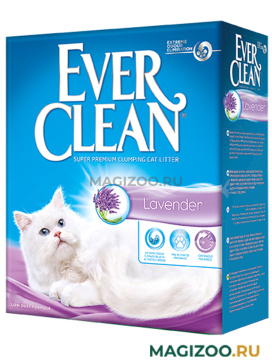 EVER CLEAN LAVENDER наполнитель комкующийся для туалета кошек с ароматом лаванды сиреневая полоска (10 л УЦ)