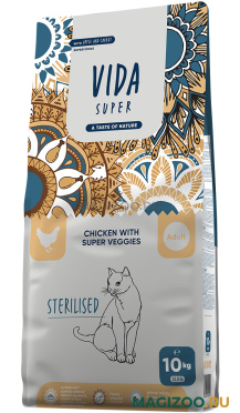 Сухой корм VIDA SUPER ADULT CAT STERILISED CHICKEN & SUPER VEGGIES для взрослых кастрированных котов и стерилизованных кошек с курицей и овощами (10 кг)