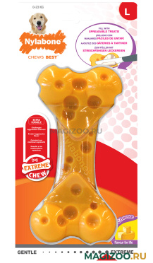 Игрушка для собак Nylabone Dura Chew Cheese Bone косточка экстра-жесткая с ароматом сыра L (1 шт)