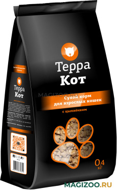 Сухой корм ТЕРРА КОТ для взрослых кошек с цыпленком (10 кг УЦ)