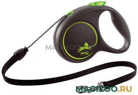 FLEXI BLACK DESIGN CORD тросовый поводок рулетка для животных 5 м размер M зеленый (1 шт)