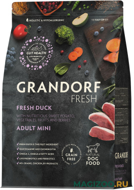 Сухой корм GRANDORF FRESH GRAIN FREE DOG ADULT MINI DUCK & SWEET POTATO беззерновой для взрослых собак маленьких пород с уткой и бататом (3 кг)