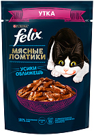 FELIX МЯСНЫЕ ЛОМТИКИ для взрослых кошек с уткой в соусе пауч (75 гр)