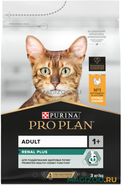 Сухой корм PRO PLAN RENAL PLUS для взрослых кошек для поддержания здоровья почек с курицей (3 кг)