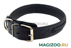 Ошейник для собак кожаный плетеный черный шир. 20 мм ZooMaster (40 см)