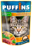 PUFFINS для взрослых кошек с мясным ассорти в нежном желе пауч (100 гр)