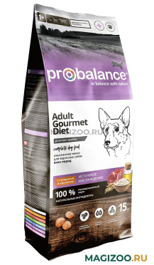 Сухой корм PROBALANCE DOG ADULT GOURMET DIET для привередливых взрослых собак с говядиной и кроликом  (15 кг)