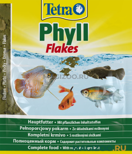 TETRА PHYLL FLAKES корм хлопья для травоядных рыб (12 гр)