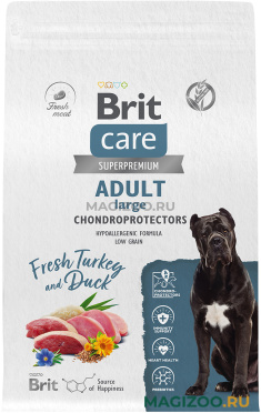 Сухой корм BRIT CARE DOG ADULT LARGE CHONDROPROTECTORS для взрослых собак крупных пород для здоровья суставов с индейкой и уткой (3 кг)
