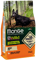 MONGE BWILD GRAIN FREE DOG ADULT MINI  DUCK беззерновой для взрослых собак маленьких пород с уткой и картофелем (2,5 кг)