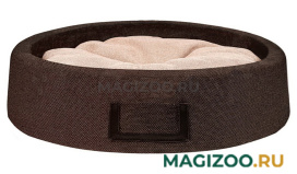 Лежак для собак и кошек Tappi Ивуар круглый со вставкой для имени шоколад-беж 48 х 48 х 15 см (1 шт)