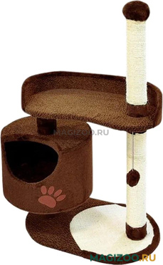 Комплекс для кошек с круглым домом, большой лежанкой и подушкой Зооник коричневый велюр 82 х 43 х 121 см (1 шт)
