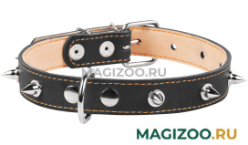 Ошейник кожаный для собак двойной с шипами черный 25 мм 38 – 50 см Collar (1 шт)