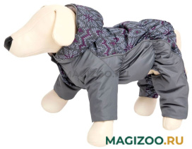 OSSO FASHION комбинезон для собак маленьких пород на синтепоне графитовый с принтом для мальчиков (37)