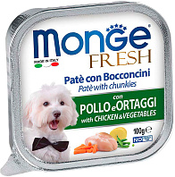 MONGE FRESH DOG для взрослых собак паштет с курицей и овощами  (100 гр)